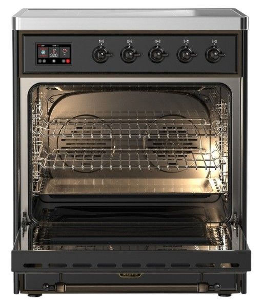 Ilve® Majestic III 30" Graphite Matte Pro Style Induction Range with Solid Door and Burnished Trim-1