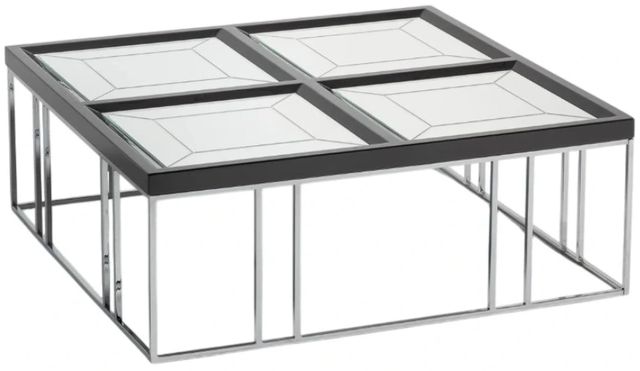 Michael Amini® Carmela Glossy Charcoal Sand Cocktail Table with Chrome Base-0