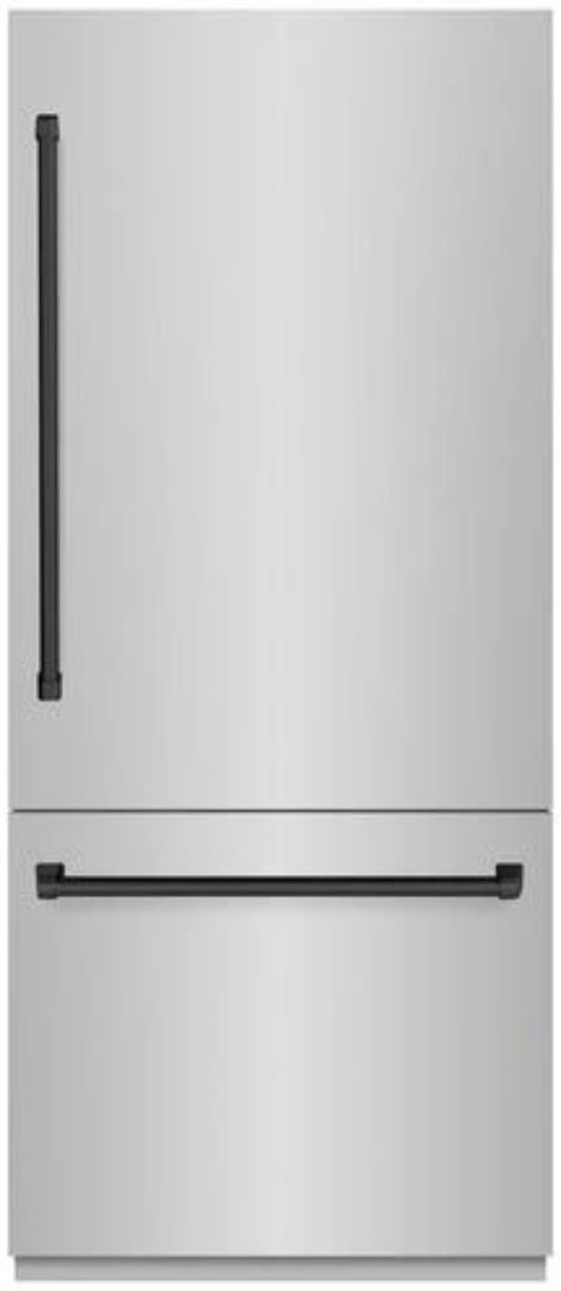 ZLINE Autograph Edition 36" 19.8 Cu. Ft. Stainless Steel Built In Bottom Freezer Refrigerator with Matte Black Accents-0