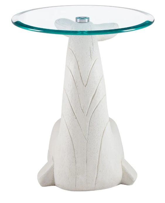 Powell® Wally the Whale Glass Top Side Table with White Base-4