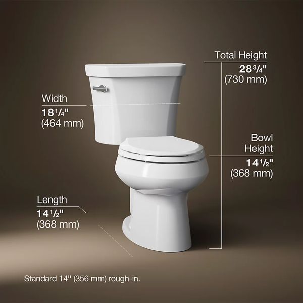 KOHLER® Wellworth® White 2-Piece Elongated Toilet, 1.28 Gpf-4