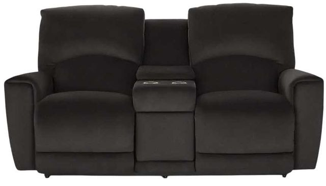 La-Z-Boy® Cassian Dark Chocolate Leather Manual Reclining Loveseat with Console-1