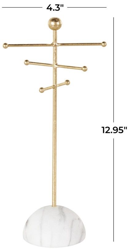 Deco Marche Gold 6-Slot Jewelry Stand with White Base-1