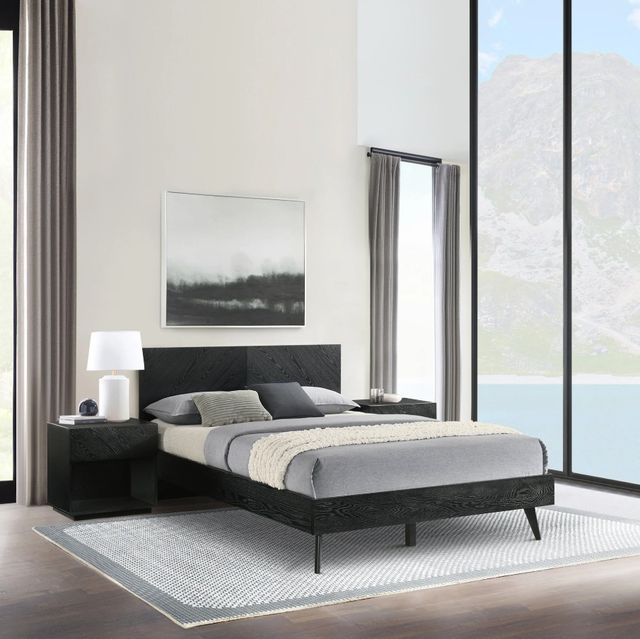 Armen Living Petra 3-Piece Black Queen Platform Bedroom Set-1