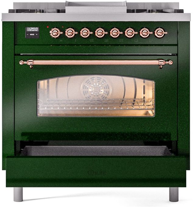 Ilve® Nostalgie II Series 36" Emerald Green Pro Style Dual Fuel Range-3