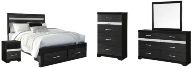 Signature Design by Ashley® Starberry 5-Piece Black Queen Storage Panel Bed Set-0