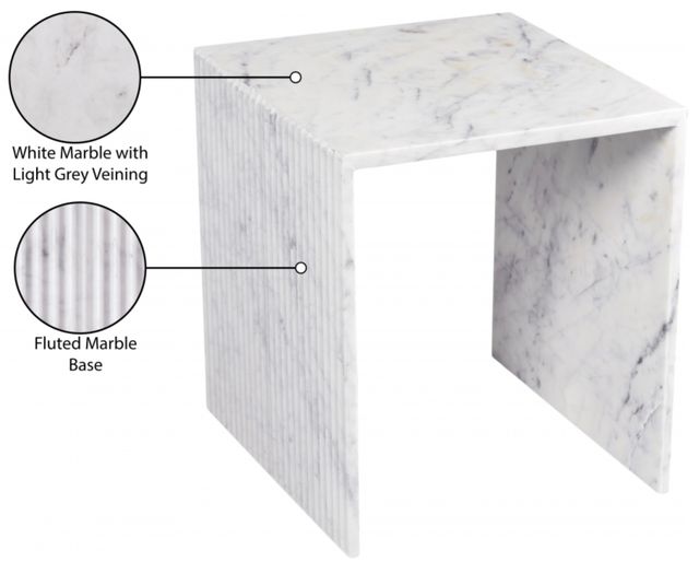 Meridian Furniture Lucca White Marble End Table-2