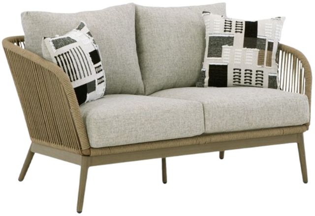Signature Design by Ashley® Swiss Valley Beige Outdoor Aluminum/Fabric/Rope Loveseat-0