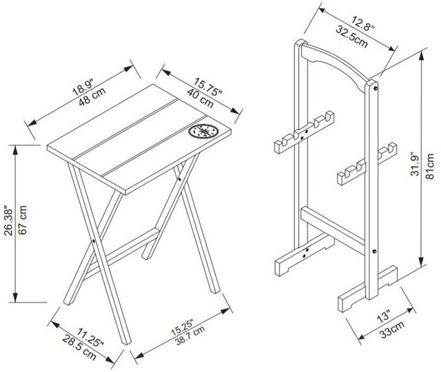 Linon Compass 5-Piece Gray Tray Table Set-2
