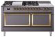 Ilve® Nostalgie II Noblesse 60'' Graphite Matte Pro Style Dual Fuel Range with Brass Trim-0