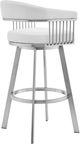 Armen Living Chelsea Brushed Stainless Steel/White Swivel Bar Stool-4
