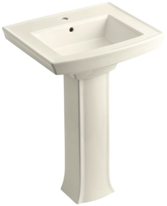 Kohler Archer® Biscuit 24" Single-Hole Rectangular Pedestal Bathroom Sink-0