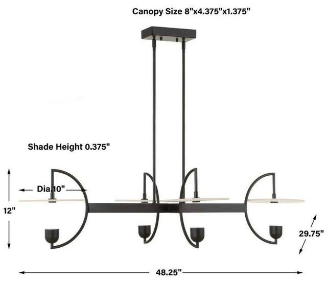 Uttermost® Kyoto Matte Black 4 Light Linear LED Chandelier-1