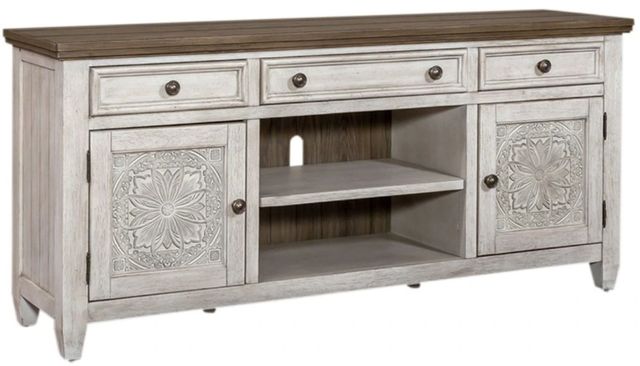 Liberty Furniture Heartland Antique White/Tobacco 66" Tile TV Console-0