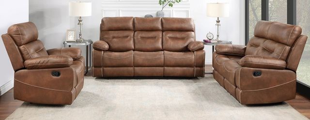 American Wholesale Furniture Palomino Brown Manual Reclining Loveseat-1