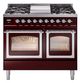 Ilve® Nostalgie II Noblesse 40'' Burgundy Pro Style Dual Fuel Range with Chrome Trim-0