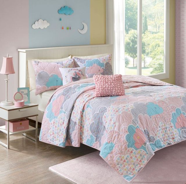 Olliix by Urban Habitat Kids Cloud Pink Full/Queen Cotton Reversible Coverlet Set-0