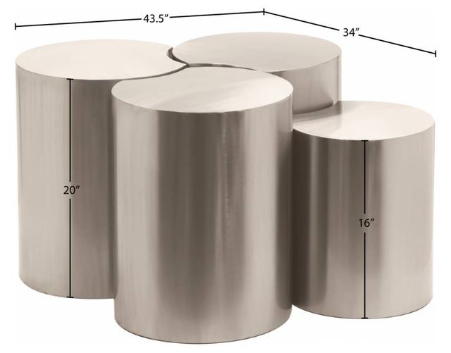 Meridian Furniture Dimple 4-Piece Silver Modular Nesting Coffee Table Set-2