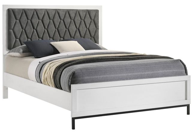 Coaster® Sonora White Queen Upholstered Panel Bed-0