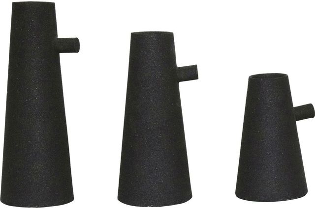 Renwil® Aflynta Set of 3 Textured Matt Black Vases-1