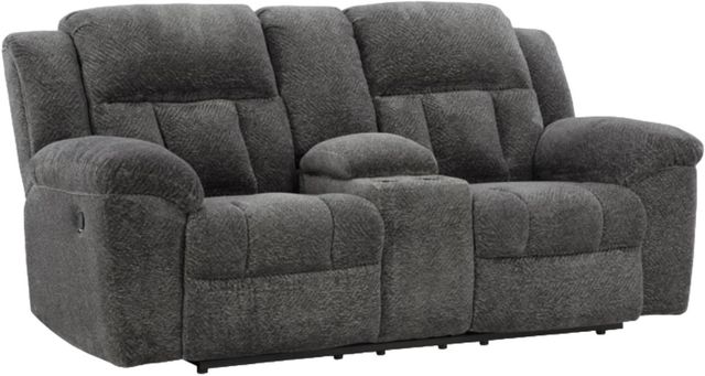 Signature Design by Ashley® Frohn Graphite Reclining Loveseat with Console-0