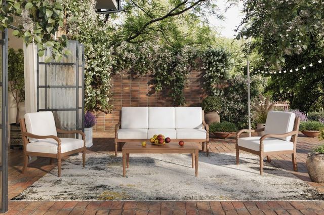 New Classic® Home Furnishings Savannah White Linen Outdoor Sofa-1