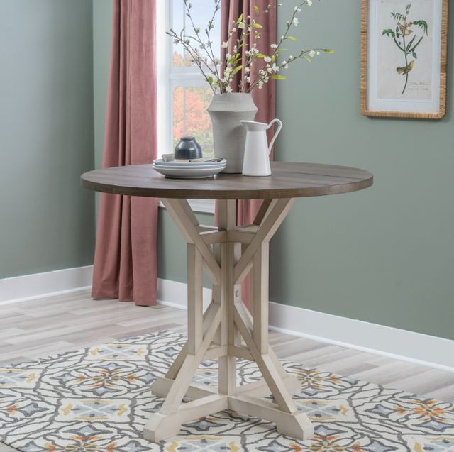Coast2Coast Home™ Belsey Brown Counter Height Dining Table with Soft Cream Base-1