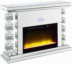 ACME Furniture Noralie Mirrored Fireplace with Bluetooth
