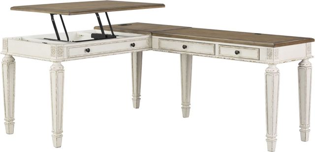 Signature Design by Ashley® Realyn 2-Piece Brown/White Office Desk-4