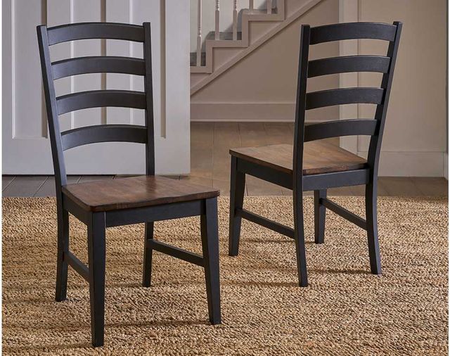 A-America® Stormy Ridge Dining Chicory/Slate Black Ladderback Dining Side Chair-2