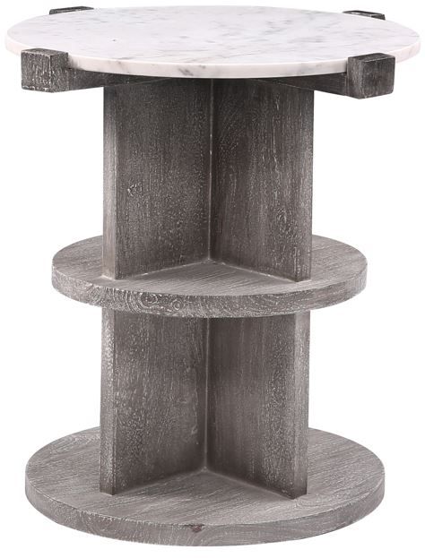 Coast2Coast Home™ Lakeport White Chairside Table with Gray Base-2