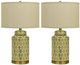 Cal® Lighting & Accessories 2-Piece Barletta Antique Gold/Beige Table Lamp Set-0