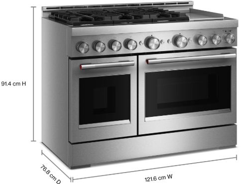 KitchenAid® 48" Stainless Steel Pro Style Gas Range with Chrome Electric Griddle-2