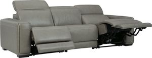 Front view of the Signature Design by Ashley® Correze 3-Piece Gray Power Reclining Sectional