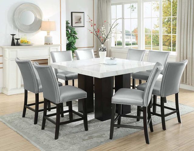 Steve Silver Co. Camila 9-Piece Ebony/Silver/White Counter Table Set-1