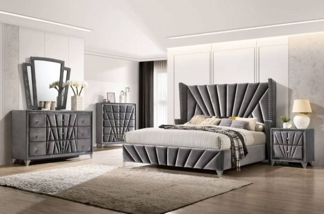 Furniture of America® Carissa Gray Eastern King Bed-3