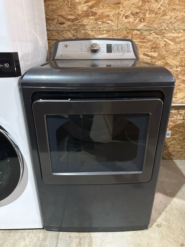 Clearance GE® Front Load Gas Dryer-Diamond Gray-0