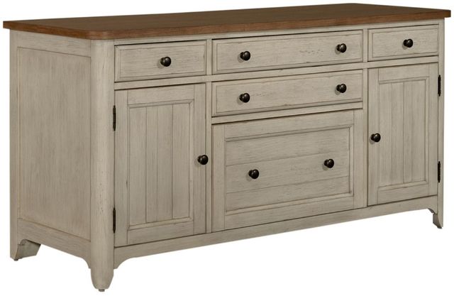 Liberty Furniture Farmhouse Reimagined Antique White/Chestnut Credenza-0