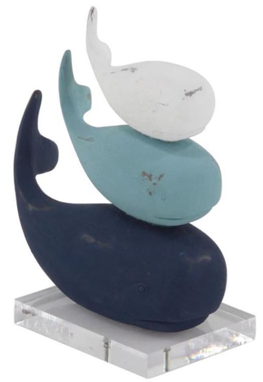 Deco Marche Multi-Colored Polystone Whale Sculpture-1