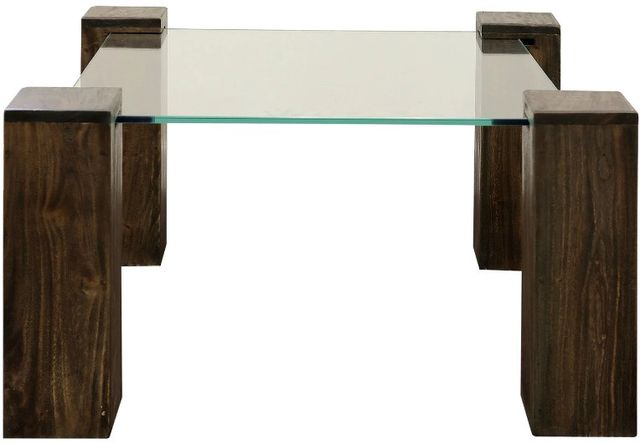 Harp & Finial® Kobe Glass Top Square Coffee Table with Vintage Iron Base -1