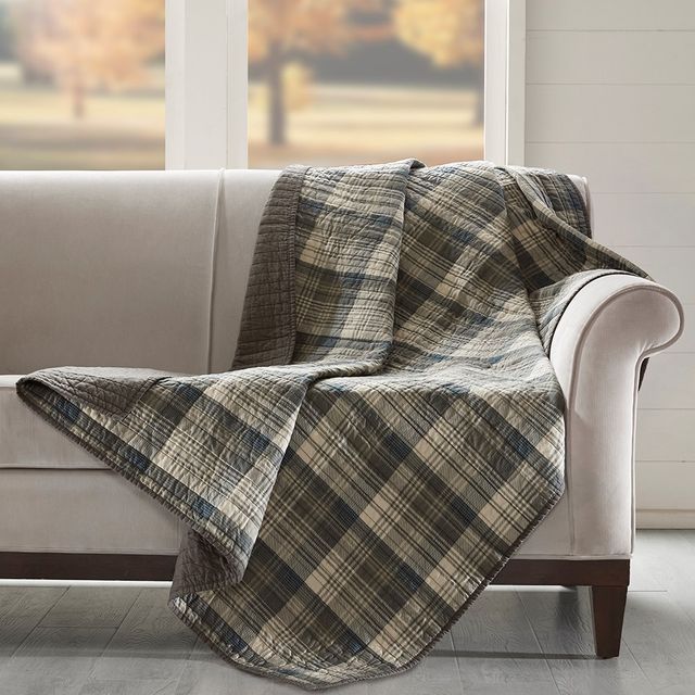 Olliix by Woolrich Taupe Tasha Quilted Throw Blanket Big Sandy