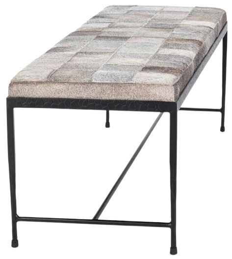 Classic Home Achen Hide Sparrow Gray Bench-3