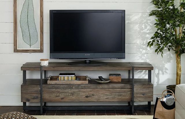 Hammary® Modern Timber Natural Raw Entertainment Console Dark Pewter Patina Frame-1