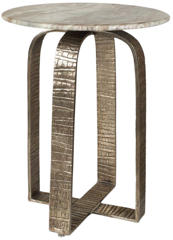 Uttermost® Warner Antique Champagne Metal Indoor-Outdoor Side Table-0