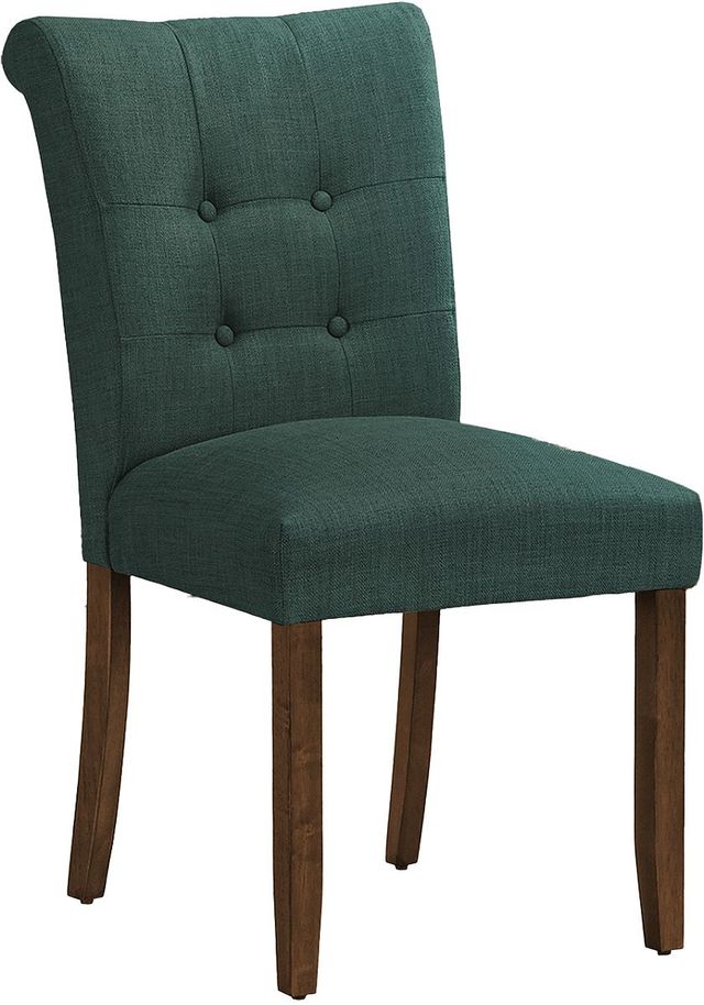 Monarch Specialties Inc. 2-Piece Blue/Walnut 38" Upholstered Dining  Side Chairs Set-0