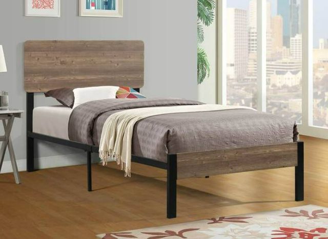Milton Greens Stars Black Frame Twin Platform Bed with Wooden Headboard and Footboard-2