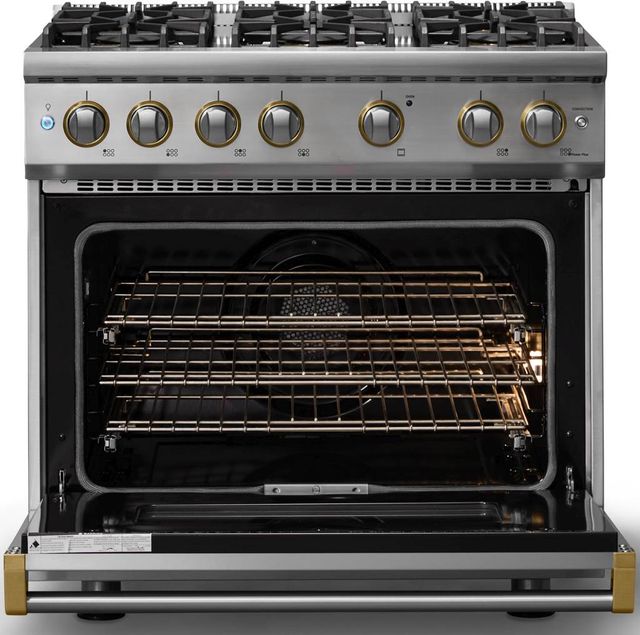 Viking® 5 Series 36" Stainless Steel Pro Style Gas (NG) Range with Brushed Brass Trim-1