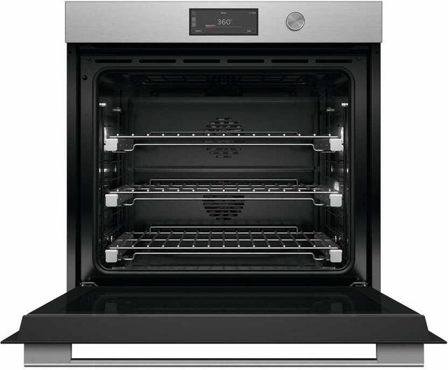 Fisher & Paykel Series 9 Contemporary 30" Brushed Silver Glass Single Electric Wall Oven with Self-Cleaning-1