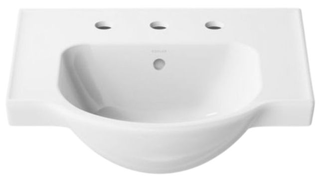 Kohler Veer® White 21" Widespread Square Pedestal Bathroom Sink-4