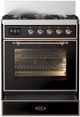Ilve® Majestic III 30" Glossy Black Pro Style Dual Fuel Liquid Propane Range with Triple Glass Door and Copper Trim-1